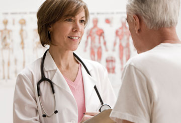 A doctor discussing with a person